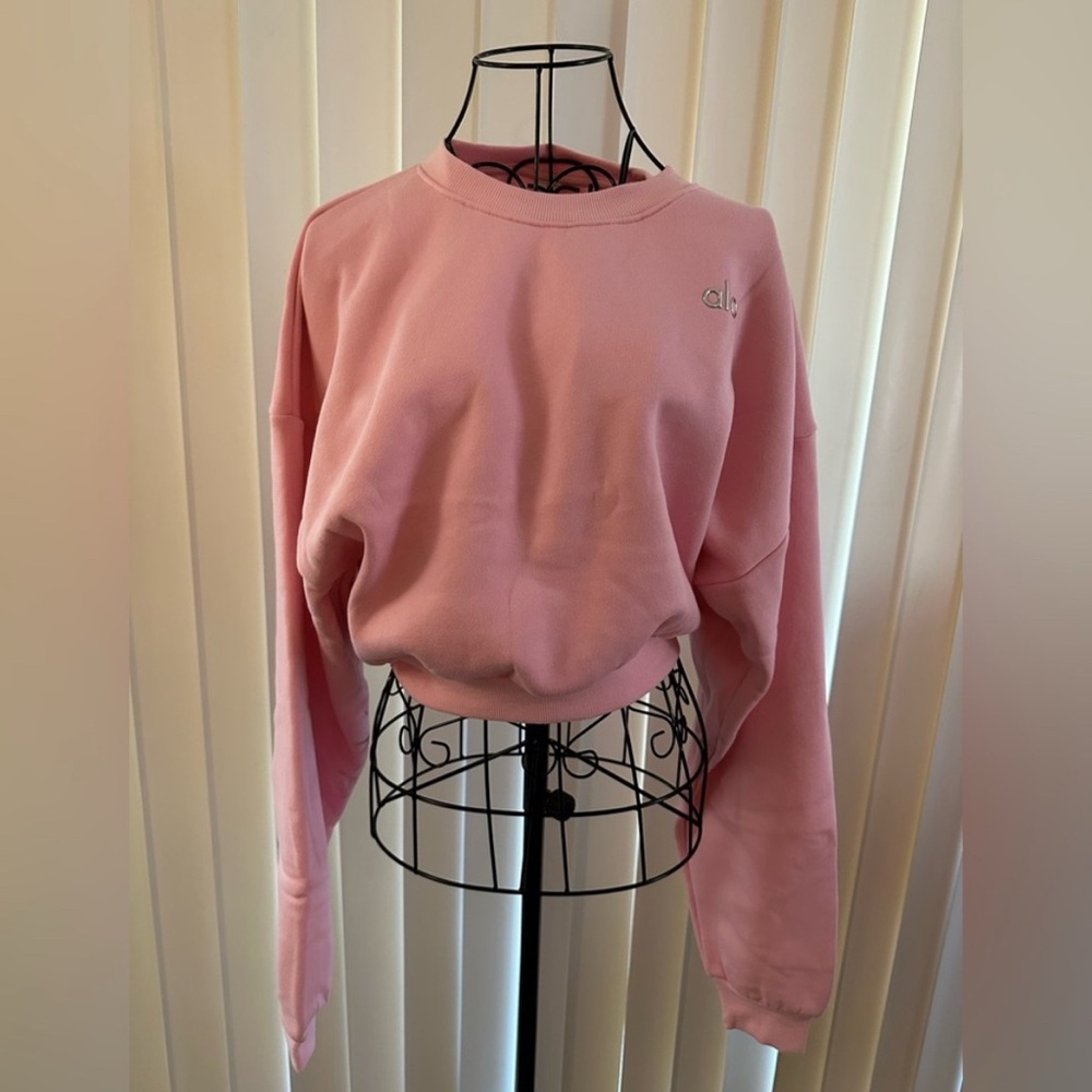 Alo Accolade Cropped Crewneck Sweet Pink Size L